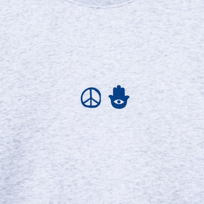 Peace & Hamsa Crew Sweatshirt - Heather White